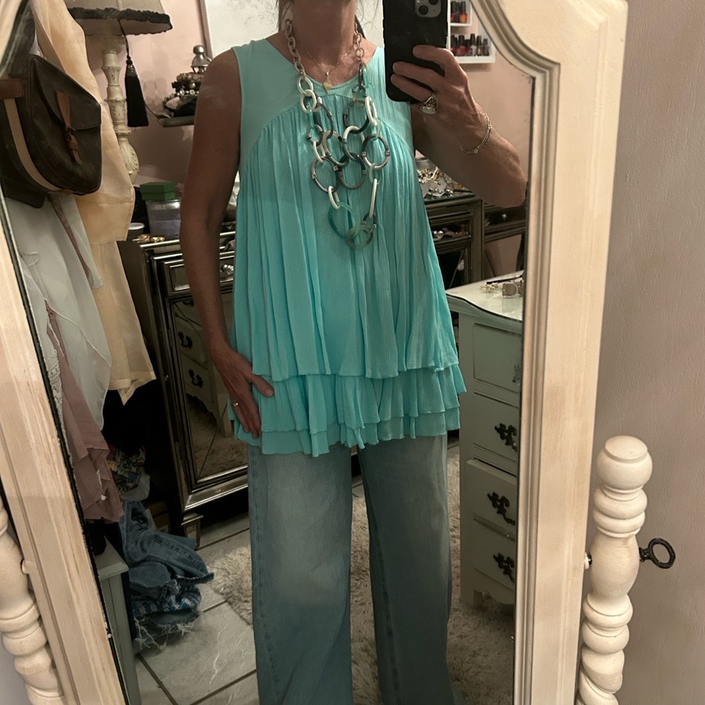 Aqua blue layered top